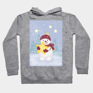 Cute Pastel colors Snowman Holding a Star Hoodie